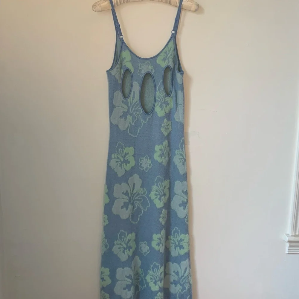House Of Sunny Blue Crush Knit Midi Slip Dress